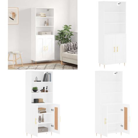 Buffet haut Blanc 69,5x34x180 cm Bois d'ingénierie - Buffet Design Moderne - Meuble Rangement - Armoire Blanche - Commode Élégante - Mobilier Salon - Home & Living (1/5)