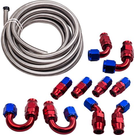 20FT AN10 Kit adaptador de extremo manguera de combustible trenzado acero PTFE (1/5)