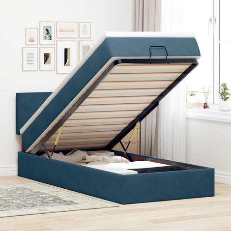 Ottoman-Bett mit Matratze & LEDs Dunkelblau 100x200 cm Samt (1/5)