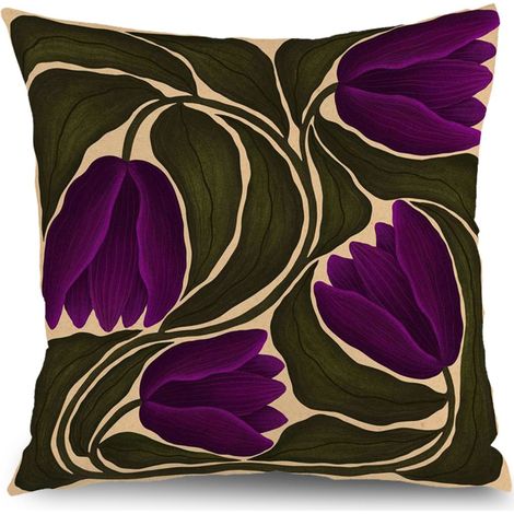 Taie d'oreiller fleurs naturelles, décoration salon chambre,50×50cm (1/5)