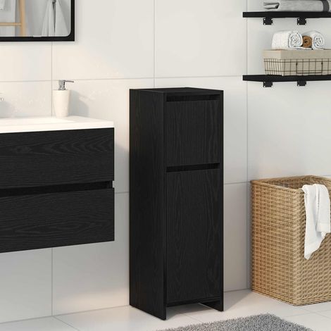 Badezimmerschrank mit Tür Schwarz Eichen-Optik 30 x 30 x 95 cm