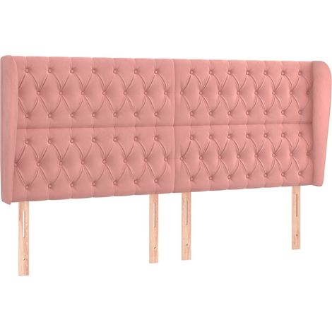 Maison Exclusive - Cabecero con orejas de terciopelo rosa 203x23x (1/5)