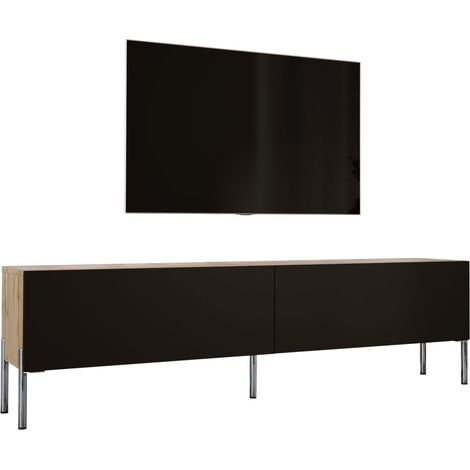 Mobile TV : Rovere Wotan / Nero Opaco, gambe cromate, 170 x 52 x 32 cm (1/5)