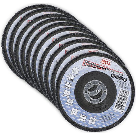 Lot 10 disques Ø 125 mm 22 mm a lamelles bgs grain de 120 (1/5)