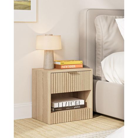 Table de Chevet en Bois de chêne avec tiroir - Table de Chevet Moderne - Petite Commode de Chevet -39x39x28 cm- Table d'appoint pour Chambre à Coucher, Salon, Bureau (1/5)