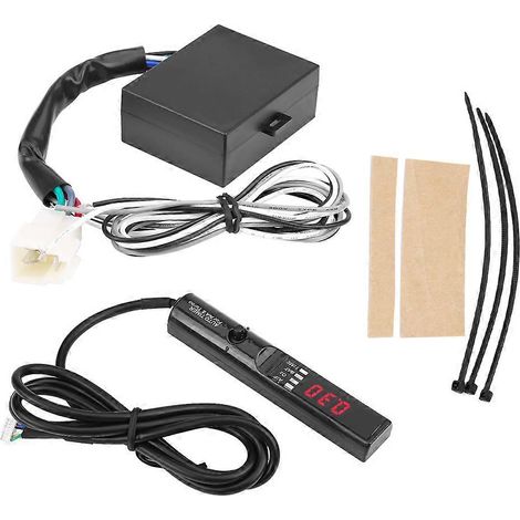 Dispositivo temporizador turbo automático universal de 12 V con pantalla LED roja digital y unidad de control tipo bolígrafo negro. (1/3)