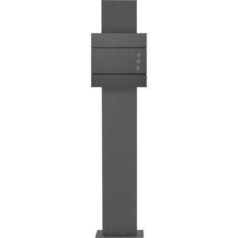 ECD Germany Cassetta Postale Design Moderno 37x10,5x36,5 cm in Acciaio Inox Verniciato Antracite Buca Lettere con Porta-Giornale e 2 Chiavi incl. Materiale di Montaggio con Supporto Verticale 170 cm