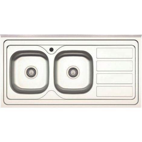 Lavello da appoggio SA46 due vasche con gocciolatoio destro 120x60cm. inox