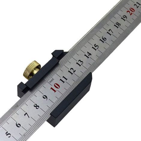 Règle en acier inoxydable 30 cm, avec bloc de positionnement de règle en acier, outils de positionnement et de dessin pour le travail du bois (1/5)
