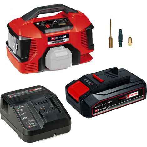 Einhell 18v Power X-Change Cordless Air Compressor PRESSITO 18/21 + 2.5ah Kit (1/4)