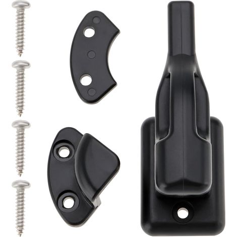 Pestillo giratorio para puerta de caravana con soporte y pestillo con tornillos para caravana, autocaravana, barco, color negro. (1/5)