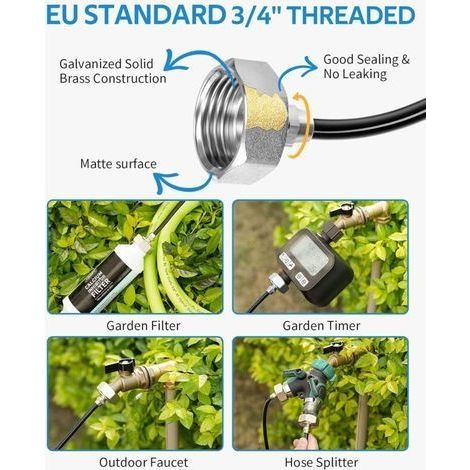Nebelsystem für den Außenbereich, 18 m Terrassen-Nebelsystem mit 20 Nebeldüsen + 6 Ersatzdüsen + 1 Adapter (Messing, 3/4") (1/4)