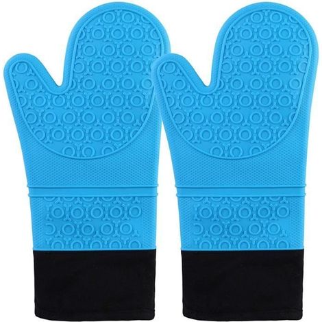 2-teilige Silikon-Ofenhandschuhe, hitzebeständig bis 230 °C, extra lange, rutschfeste Silikon-Ofenhandschuhe (1/4)