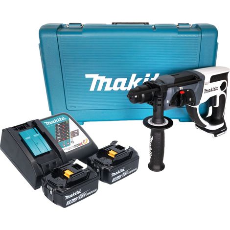 Makita DHR 202 RFW Akku Bohrhammer 18 V 20 mm 2,0 J weiß + 2x Akku 3,0 Ah + Ladegerät + Koffer
