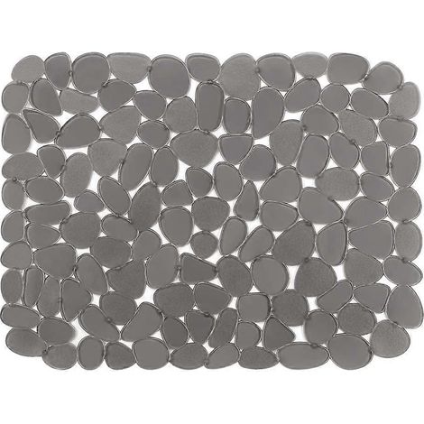 Tapis d'évier de cuisine ajustable en forme de selle, matériau PVC écologique, anti-gouttes pour évier à galets, accessoires de cuisine, gris. (1/5)