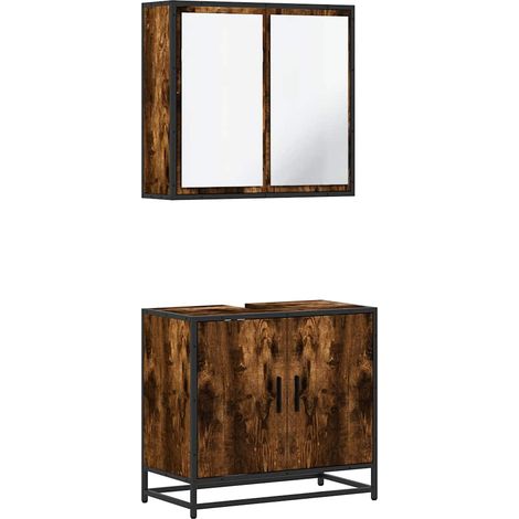 Maison Exclusive - 2-tlg. Badmöbel-Set Räuchereiche Holzwerkstoff