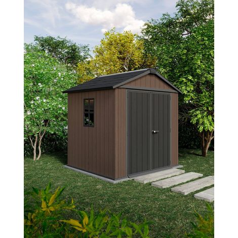 Dmora - Caseta de jardín Daverio, Cobertizo de jardín, Caseta de jardín, Trastero para herramientas, 230x224 h246 cm, Marrón (1/5)