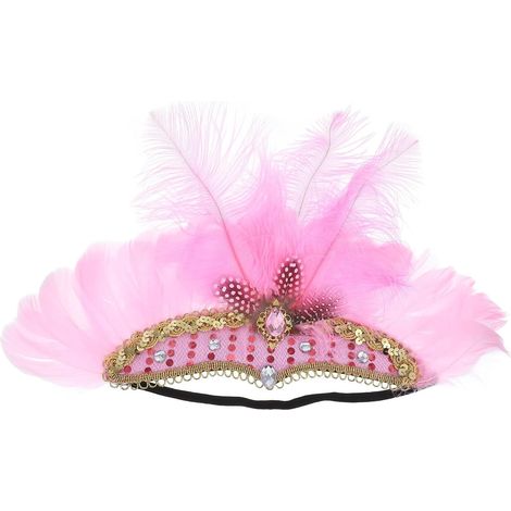 Pink Feather Headband, Party Hair Accessory for Women and Teens (1/5)