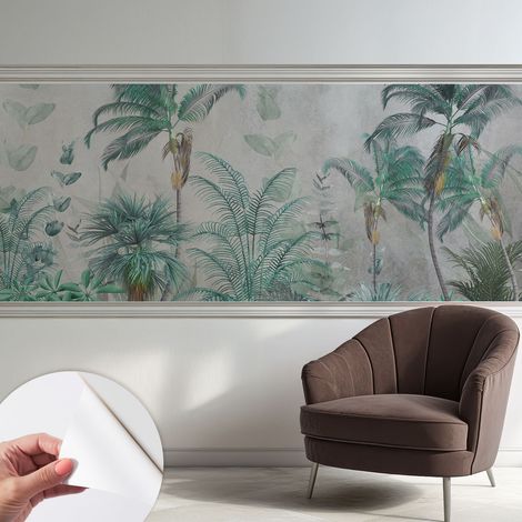 Papier peint adhésif décoratif pour salon chambre et cuisine Facile à poser avec colle Oasis exotique 250x104 cm (1/5)