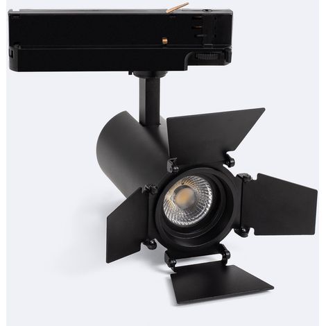 Faretto LED Fasano Nero 20W Cinema Regolabile CCT Selezionabile per Binario Trifase (2700K - 3200K - 4000K) Selezionabile