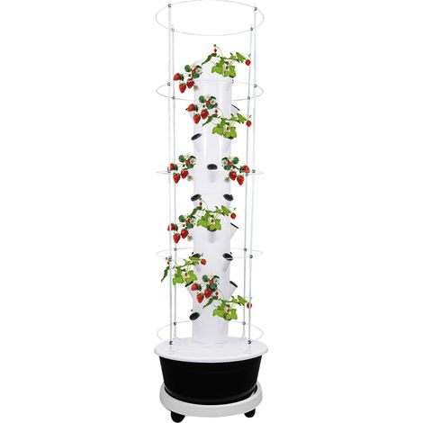 Kit de Tour hydroponique avec support d'escalade 9 Niveaux 36 Trous Système D'irrigation de Culture hydroponique pour Herbes, Fruits et légumes (Réservoir noir) (1/5)