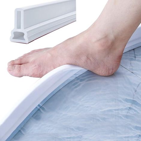 Soglia doccia autoadesiva - Barriera d'acqua in PVC - Profilo di tenuta per bagno da 200 cm - Fermabagno flessibile - per docce senza soglia - facile (1/5)
