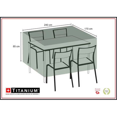 Housse de protection pour table rectangulaire + chaises 240 x 170 x 85 cm - Noir (1/4)