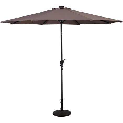 Ombrellone basculante da 300 cm con 24 luci LED regolabili per giardino e terrazza design in poliestere marrone 200013027