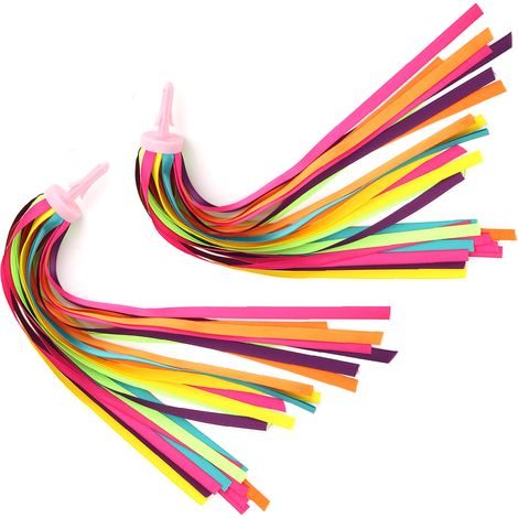 1 paire de rubans à pompons pour guidon de vélo, accessoires pour trottinette enfant (multicolores) (1/5)