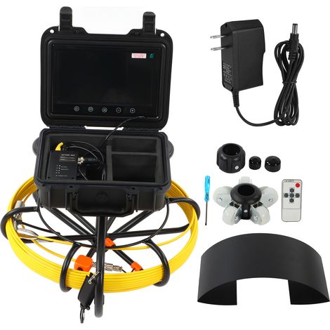 Caméra d'inspection de canalisation 9 pouces LCD, endoscope vidéo IP68 étanche, pour usage domestique et industriel, prise US 100‑240V, câble 30m (98,4 pi) (1/5)