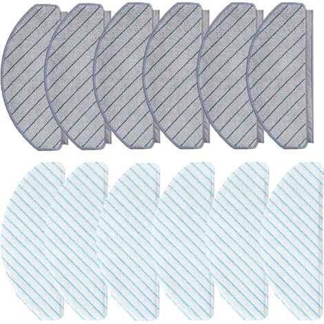 12 Pièces - Chiffon De Vadrouille - Microfibre - Lavable Et Jetable - Pour Aspirateur Ecovacs Deebot Ozmo T10 T10 Plus - Noir - 30x10cm (1/5)