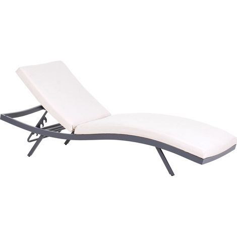 Chaise Longue Moderne Inclinable Cadre en Aluminium Rembourré Beige Clair Amelia (1/5)