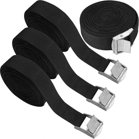 Lot de 4 sangles d'arrimage à cliquet, sangles de tension, sangles de retenue réglables avec boucle pour bagages - 5 m (1/5)