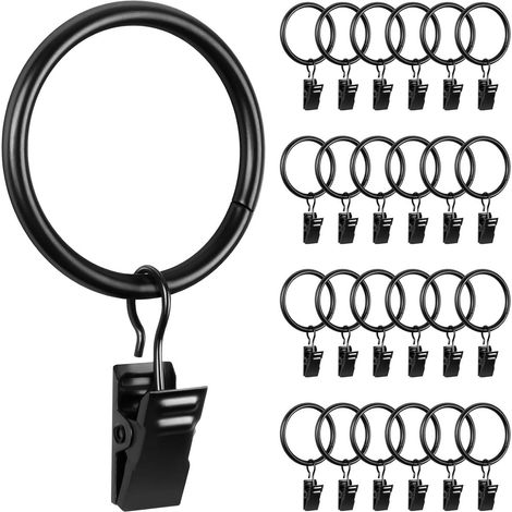 Set d'anneaux gordijn avec haken - 25 pièces - métal - 32 mm (1/5)