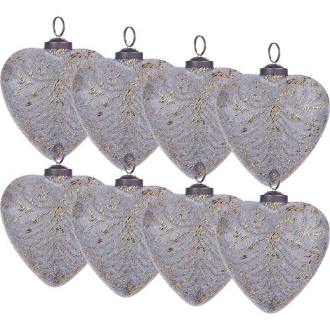 Weihnachtskugel 8er Set FERIABLE Glas Grau