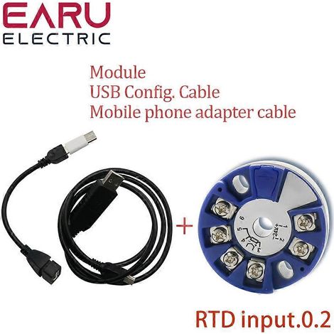 Convertisseur programmable pour thermocouple KJ PT100 vers 4-20 mA, entrée TC, sortie 4-20 mA, transmetteur de température monté sur la tête, câble de configuration USB 0,2 (1/5)