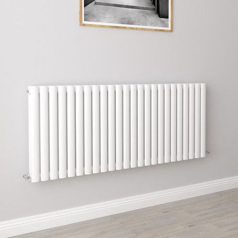 AICA Oval Column Designer Radiator Central Heating Horizontal 600x1416mm Double White