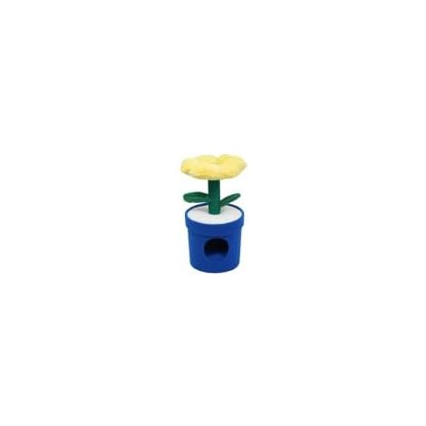 GOPLUS Arbre à Chat d'Intérieur, Tour pour Chatons avec Perchoir Rembourré en Forme de Fleur, Griffoir, Niche avec Coussin, Feuilles Pliables, Centre d’Activité pour Animaux de Compagnie (Jaune)