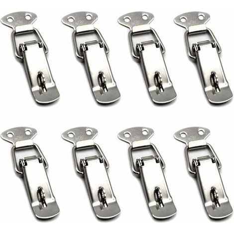 8 Pièces Fermeture a Levier Fermeture à Ressort Loquet Bascule en Acier Inoxydable Pour Tiroir,Armoire et Coffre - Silver (1/5)