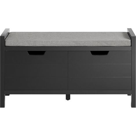 Sobuy meuble chaussure banc chaussures entrée - banc à chaussures avec rangement fermé, coussin rembourré, noir, 91x30x50cm, fsr63-ii-sch (1/5)