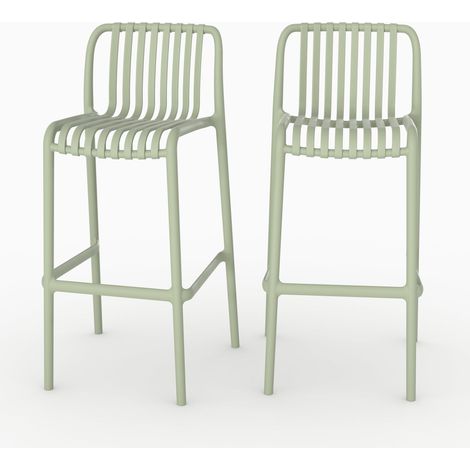 Lot de 2 chaises de bar de jardin 76 cm en plastique vert pastel - Duli