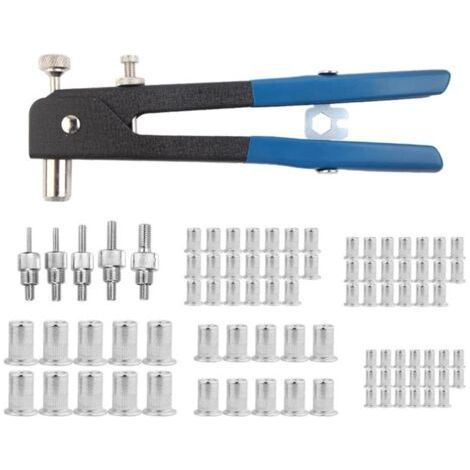 Kit d'outils de 86 pièces pour rivets et écrous à riveter, pistolet à riveter à main robuste avec écrous et mandrins filetés M3/M4/M5/M6/M8, pour meubles, voiture, bricolage (1/5)
