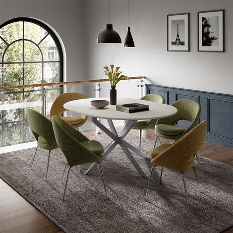 Table de salle Ă manger Loyd, blanc/gris, 120x76.5cm extensible, Vicco (1/5)