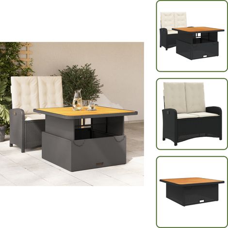 Banc inclinable - vidaXL Ensemble à manger de jardin coussins 2pcs noir résine tressée - Table relevable (1/5)