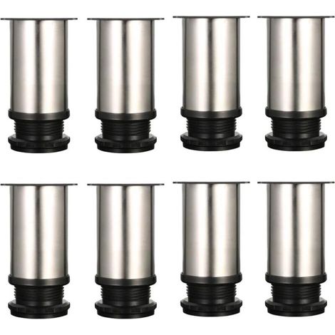 Set mit 8 verstellbaren Möbelfüßen - Chrommetall - Höhenverstellbar (Gesamt: 80-95 mm)