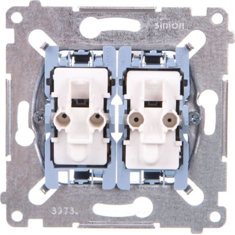 Interruptor doble para escaleras Simon 54 con iluminaci贸n, mecanismo de 10 AX 250 V, conectores r谩pidos, SW6/2XLM