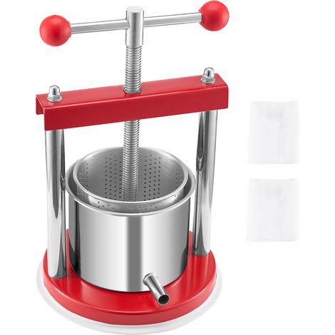 Mophorn Manuelle Obstpresse und Fruchtmühle (1,65 L) mit zwei Edelstahlbehältern, ideal als Saftpresse, Apfelpresse, Traubenpresse oder Olivenölpresse mit T-Griff für die Küche