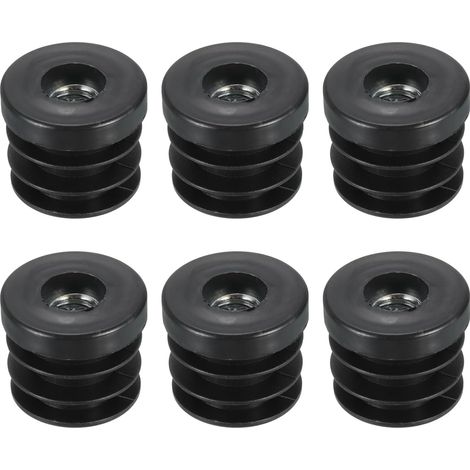 6 Embout pour Tube Rond Filetage M10 Élastique Noir pour 25mm Dia (1/5)