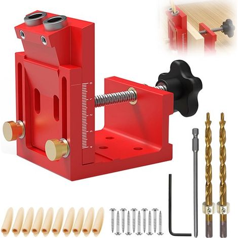 Dima regolabile per fori a tasca – Blu/rosso, 2 punte da 9 mm, per la lavorazione del legno (1/5)