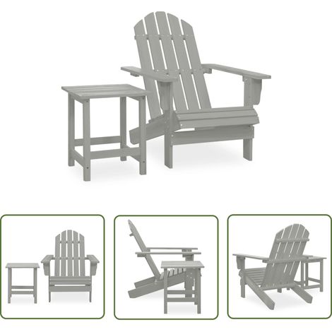 Chaise de jardin Adirondack avec table Bois de sapin Gris